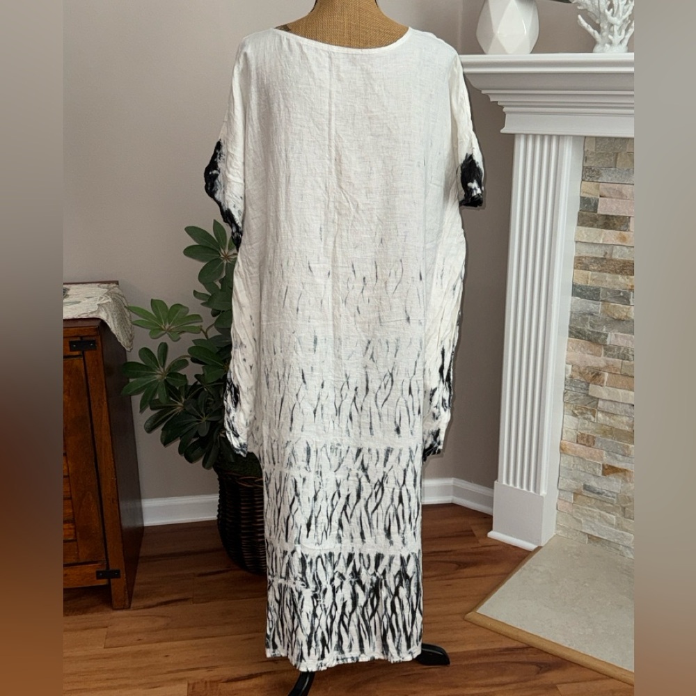 Hyena Brand BoHo tie dye Oversized rayon Cottagecore maxi woven Kaftan Dress M/L - Picture 9 of 11